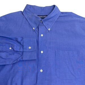 Lands End Mens Shirt 17 / 33 Blue  Cotton Button Up Long Sleeve Dress Shirt